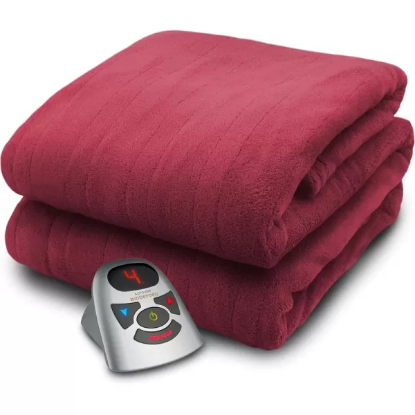 imageBIDDEFORD BLANKETS Micro Plush Electric Heated Blanket with Digital Controller Twin TaupeClaret