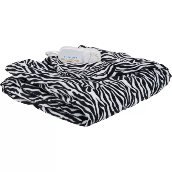 imageBiddeford Blankets Comfort Knit Heated Blanket with Therapeutic Heat Settings Machine Washable  Perfect for Warm Cozy Nights Analog Controller Throw SageZebra Print