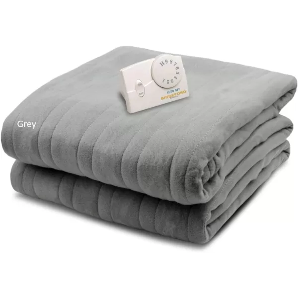 imageBiddeford Blankets Comfort Knit Heated Blanket with Therapeutic Heat Settings Machine Washable Safety Tested ampamp Approved  Perfect for Warm Cozy Nights Analog Controller King GreyGrey