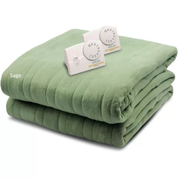 imageBiddeford Blankets Comfort Knit Heated Blanket with Therapeutic Heat Settings Machine Washable Safety Tested ampamp Approved  Perfect for Warm Cozy Nights Analog Controller King GreySage