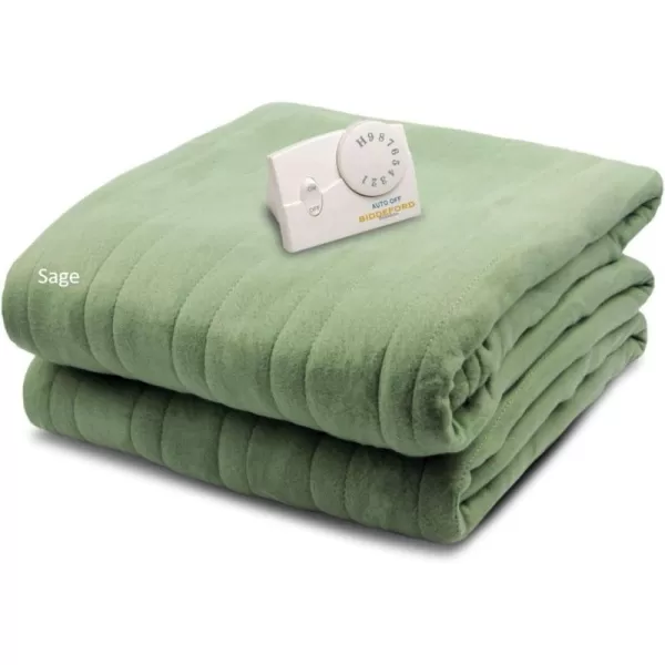 imageBiddeford Blankets Comfort Knit Heated Blanket with Therapeutic Heat Settings Machine Washable Safety Tested ampamp Approved  Perfect for Warm Cozy Nights Analog Controller King GreySage Green