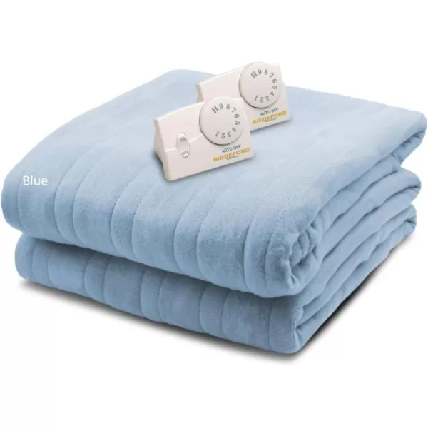 imageBiddeford Blankets Comfort Knit Heated Blanket with Therapeutic Heat Settings Machine Washable Safety Tested ampamp Approved  Perfect for Warm Cozy Nights Analog Controller King GreyBlue