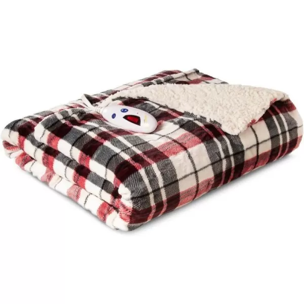 imageBiddeford Blankets Velour Sherpa Electric Heated Blanket with Digital Controller Throw GreyWhite Buffalo CheckLinen Plaid