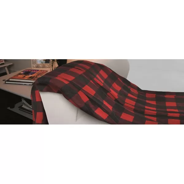 imageBiddeford Blankets Microplush Electric Heated Throw Blanket with Adjustable Heat Settings and Auto ShutOff Timer Machine Washable Digital Controller Throw BlackRed Buffalo Plaid