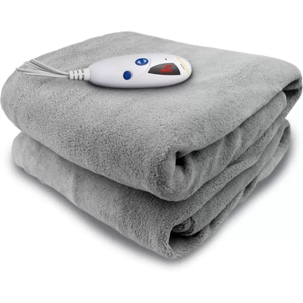 imageBiddeford Blankets Microplush Electric Heated Throw Blanket with Adjustable Heat Settings and Auto ShutOff Timer Machine Washable Digital Controller Throw Grey