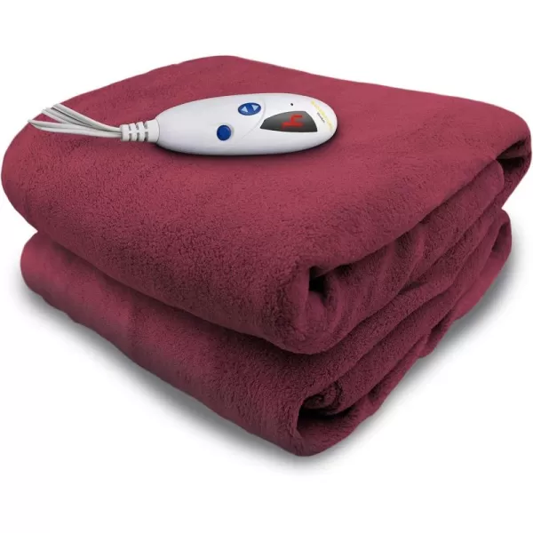 imageBiddeford Blankets Microplush Electric Heated Throw Blanket with Adjustable Heat Settings and Auto ShutOff Timer Machine Washable Digital Controller Throw Claret Red