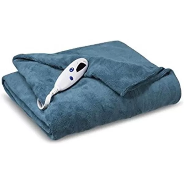 imageBiddeford Blankets Microplush Electric Heated Throw Blanket with Adjustable Heat Settings and Auto ShutOff Timer Machine Washable Digital Controller Throw Blue