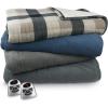 imageBIDDEFORD BLANKETS Micro Plush Sherpa Electric Heated Blanket with Digital Controller Queen BlackTaupeCream PlaidBlackTaupeCream Plaid