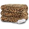 imageBiddeford Blankets Comfort Knit Heated Blanket with Therapeutic Heat Settings Machine Washable  Perfect for Warm Cozy Nights Analog Controller Throw BlackWhite Buffalo CheckCheetah Print