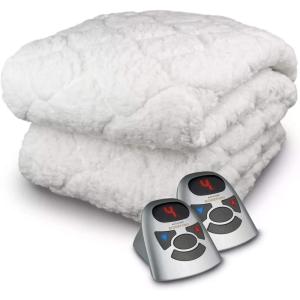 imageBIDDEFORD BLANKETS Sherpa Electric Heated Mattress Pad with Digital Controller Twin White