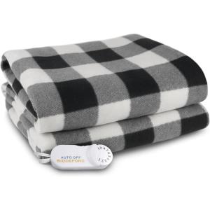 imageBiddeford Blankets Comfort Knit Heated Blanket with Therapeutic Heat Settings Machine Washable  Perfect for Warm Cozy Nights Analog Controller Throw BlackWhite Buffalo CheckBlackWhite Buffalo Check