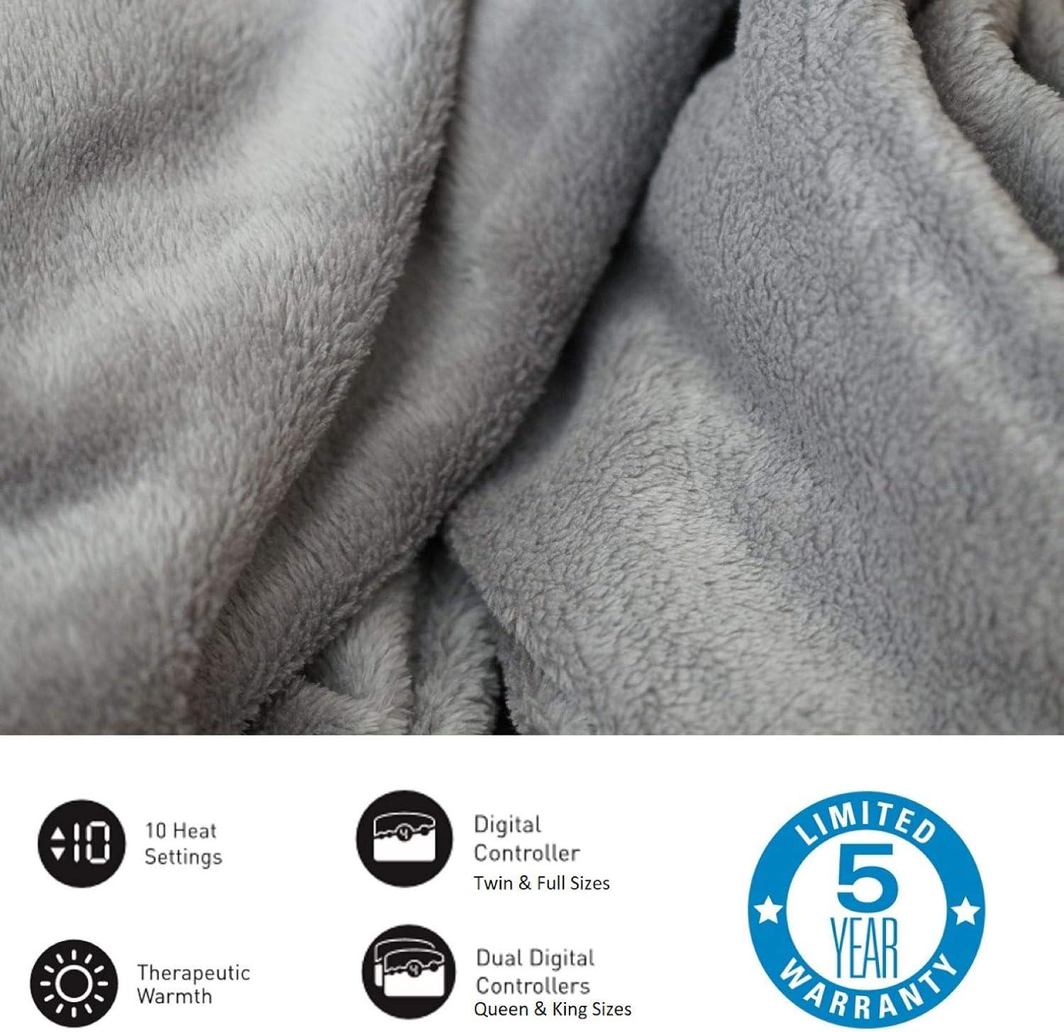 imageBIDDEFORD BLANKETS Micro Plush Electric Heated Blanket with Digital Controller Twin Blue