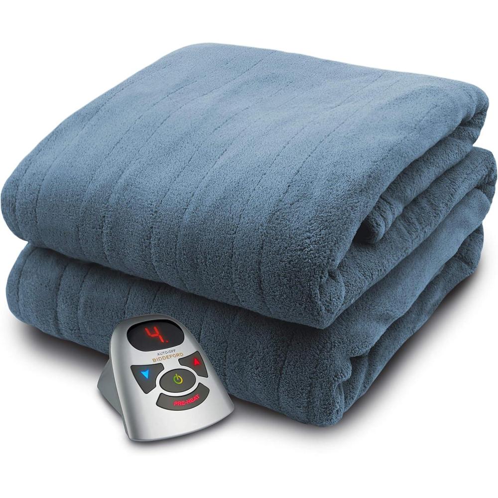 imageBIDDEFORD BLANKETS Micro Plush Electric Heated Blanket with Digital Controller Twin Blue