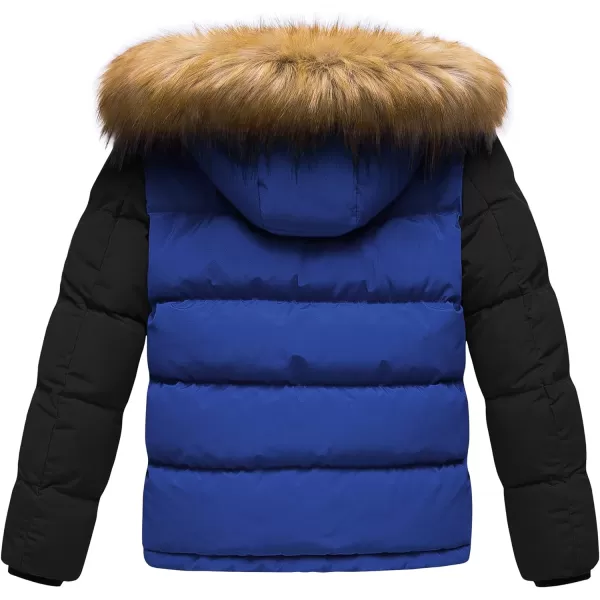 CREATMO US Boys Water Resistant Winter Coats Warm Fleece Lined Outwear Windbreaker Ski JacketBlack amp Navy