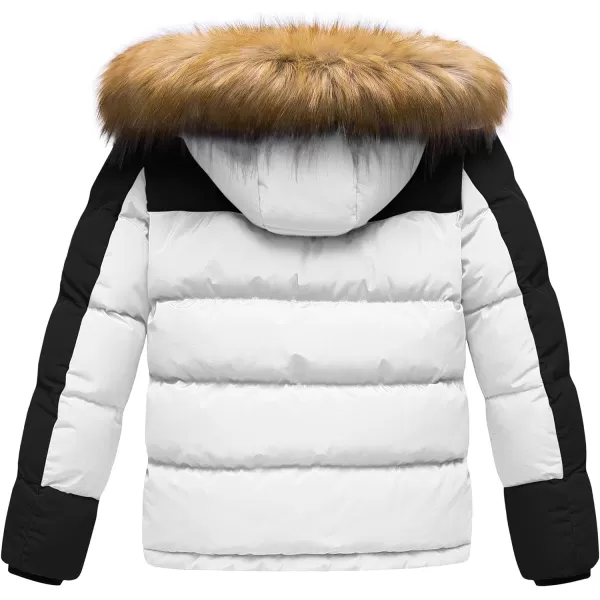 CREATMO US Boys Water Resistant Winter Coats Warm Fleece Lined Outwear Windbreaker Ski JacketBlack amp White