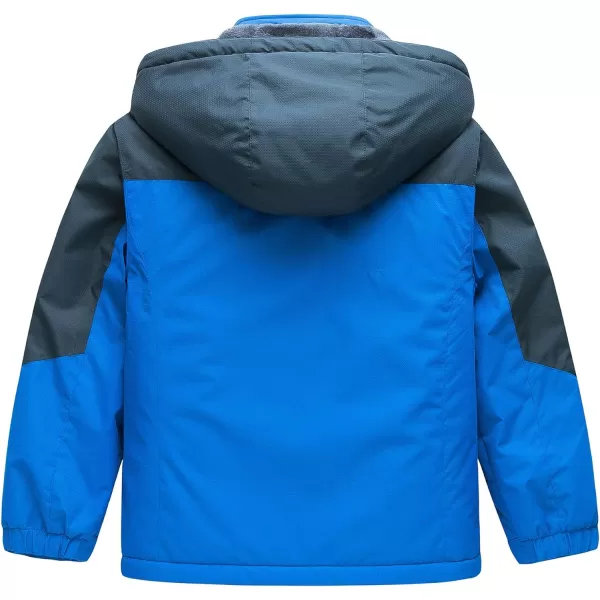 CREATMO US Boys Waterproof Ski Jacket Warm Winter Fleece Snow Coat Windproof Snowboarding Rain JacketBlue