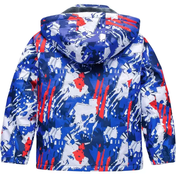 CREATMO US Boys Waterproof Ski Jacket Warm Winter Fleece Snow Coat Windproof Snowboarding Rain JacketDark Blue