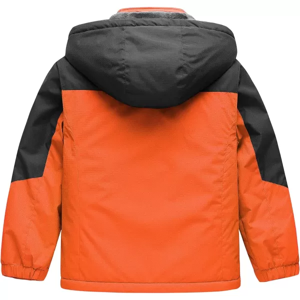 CREATMO US Boys Waterproof Ski Jacket Warm Winter Fleece Snow Coat Windproof Snowboarding Rain JacketOrange