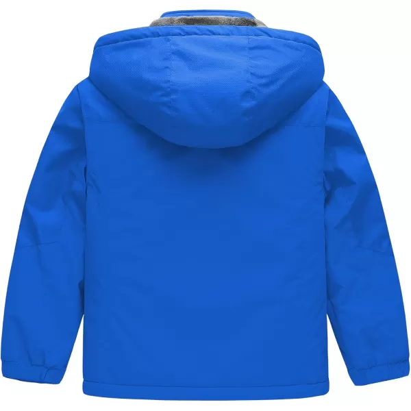 CREATMO US Boys Waterproof Ski Jacket Warm Winter Fleece Snow Coat Windproof Snowboarding Rain JacketPure Blue