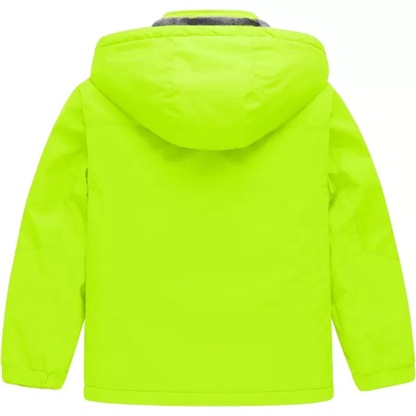 CREATMO US Boys Waterproof Ski Jacket Warm Winter Fleece Snow Coat Windproof Snowboarding Rain JacketPure Green