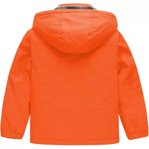 CREATMO US Boys Waterproof Ski Jacket Warm Winter Fleece Snow Coat Windproof Snowboarding Rain JacketPure Orange