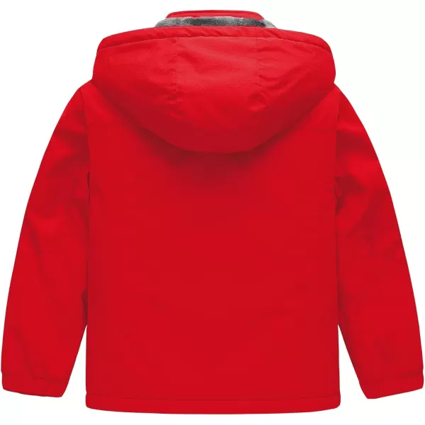 CREATMO US Boys Waterproof Ski Jacket Warm Winter Fleece Snow Coat Windproof Snowboarding Rain JacketPure Red