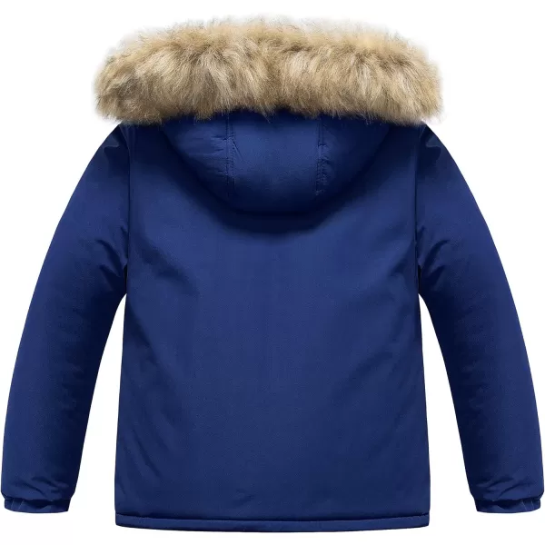 CREATMO US Boys Waterproof Snow Coat Parka Windproof Winter Jacket With Detachable Fleece HoodNavy