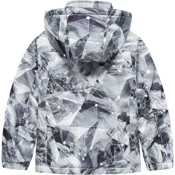 CREATMO US Girls Waterproof Ski Jacket Warm Winter Fleece Snow Coat Windproof Snowboarding Rain JacketGrey Star