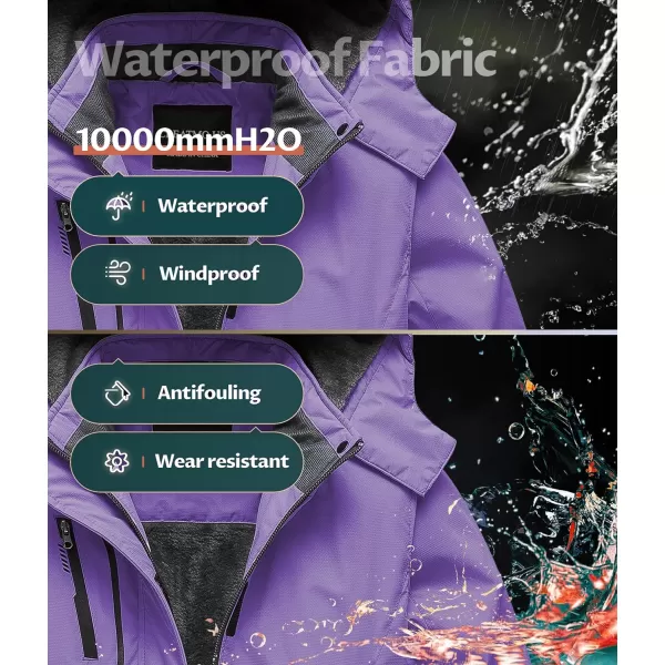 CREATMO US Girls Waterproof Ski Jacket Warm Winter Fleece Snow Coat Windproof Snowboarding Rain JacketLight Purple