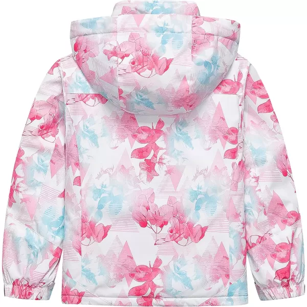 CREATMO US Girls Waterproof Ski Jacket Warm Winter Fleece Snow Coat Windproof Snowboarding Rain JacketPink Printed