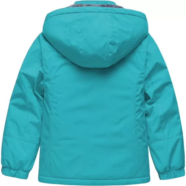 CREATMO US Girls Waterproof Ski Jacket Warm Winter Fleece Snow Coat Windproof Snowboarding Rain JacketPure Blue