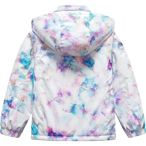 CREATMO US Girls Waterproof Ski Jacket Warm Winter Fleece Snow Coat Windproof Snowboarding Rain JacketPurple Printed