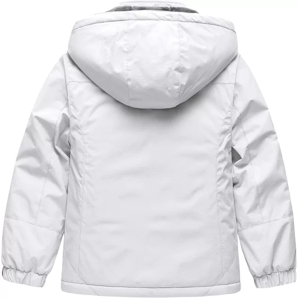 CREATMO US Girls Waterproof Ski Jacket Warm Winter Fleece Snow Coat Windproof Snowboarding Rain JacketWhite