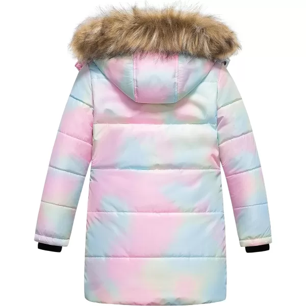 CREATMO US Girls Winter Fleece Lined Long Parka Puffer Coat Thicken Ski Jacket With Fur Trim HoodOmbre