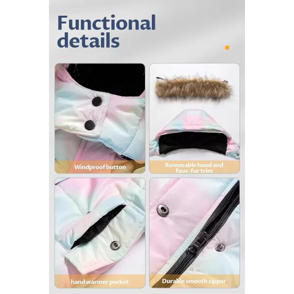 CREATMO US Girls Winter Fleece Lined Long Parka Puffer Coat Thicken Ski Jacket With Fur Trim HoodOmbre