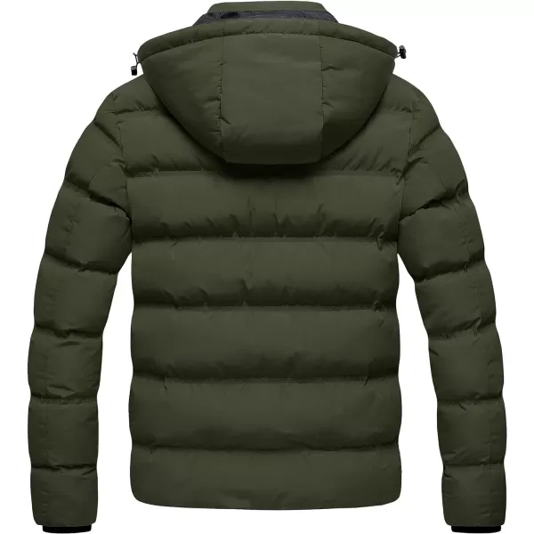 CREATMO US Mens Puffer Jacket Waterproof Winter Parka jacket Warm Thicken Ski CoatArmy Green