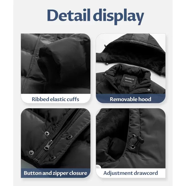 CREATMO US Mens Puffer Jacket Waterproof Winter Parka jacket Warm Thicken Ski CoatBlack