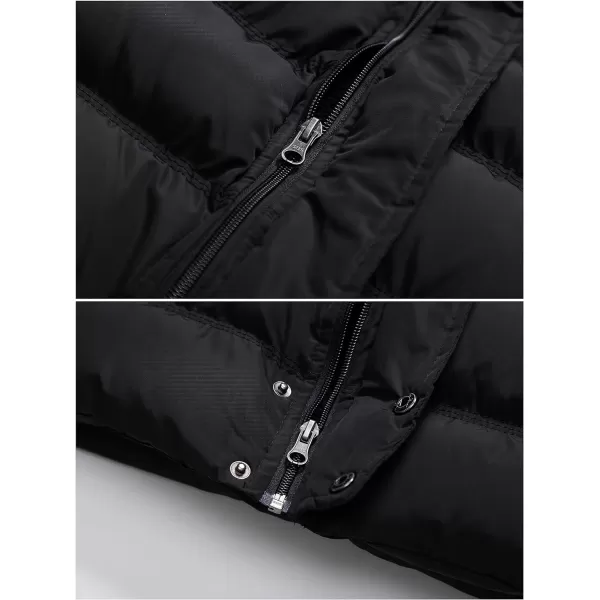 CREATMO US Mens Puffer Jacket Waterproof Winter Parka jacket Warm Thicken Ski CoatBlack Sherpa Lined