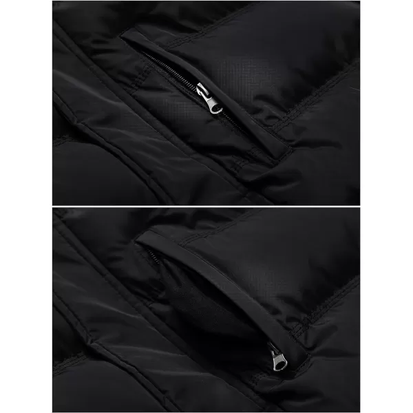 CREATMO US Mens Puffer Jacket Waterproof Winter Parka jacket Warm Thicken Ski CoatBlack Sherpa Lined