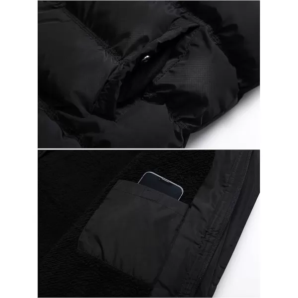 CREATMO US Mens Puffer Jacket Waterproof Winter Parka jacket Warm Thicken Ski CoatBlack Sherpa Lined
