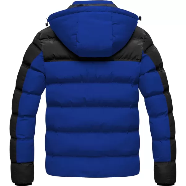 CREATMO US Mens Puffer Jacket Waterproof Winter Parka jacket Warm Thicken Ski CoatBlack amp Blue