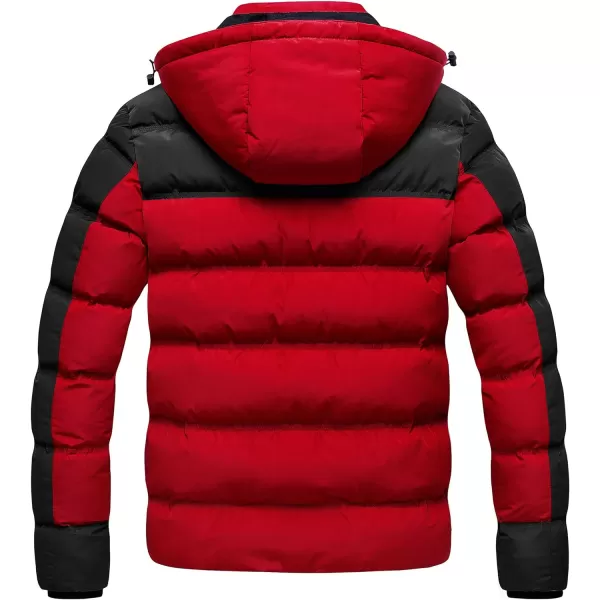 CREATMO US Mens Puffer Jacket Waterproof Winter Parka jacket Warm Thicken Ski CoatBlack amp Red