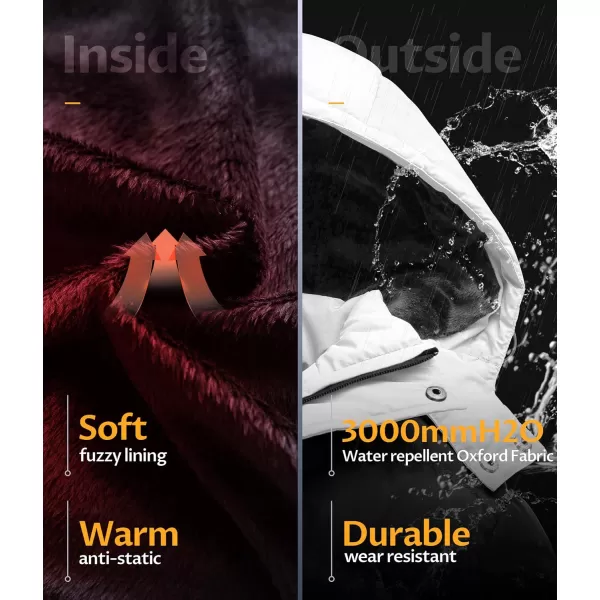CREATMO US Mens Puffer Jacket Waterproof Winter Parka jacket Warm Thicken Ski CoatBlack amp White