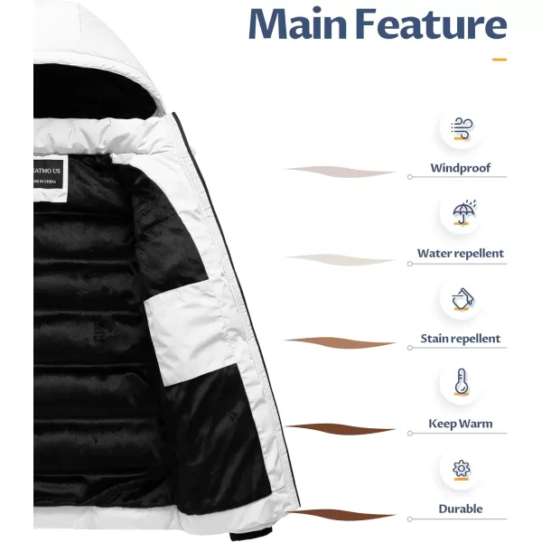 CREATMO US Mens Puffer Jacket Waterproof Winter Parka jacket Warm Thicken Ski CoatBlack amp White