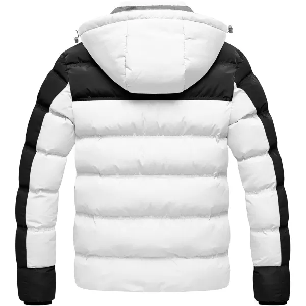 CREATMO US Mens Puffer Jacket Waterproof Winter Parka jacket Warm Thicken Ski CoatBlack amp White