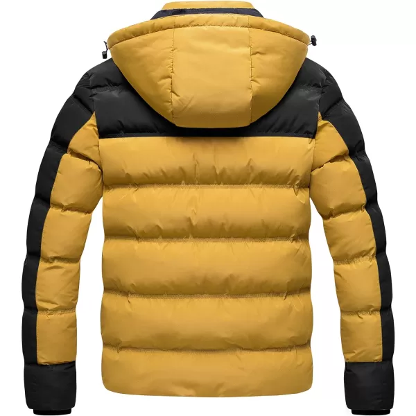 CREATMO US Mens Puffer Jacket Waterproof Winter Parka jacket Warm Thicken Ski CoatBlack amp Yellow