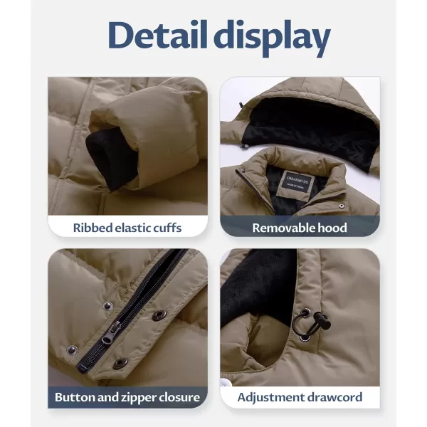 CREATMO US Mens Puffer Jacket Waterproof Winter Parka jacket Warm Thicken Ski CoatBrown