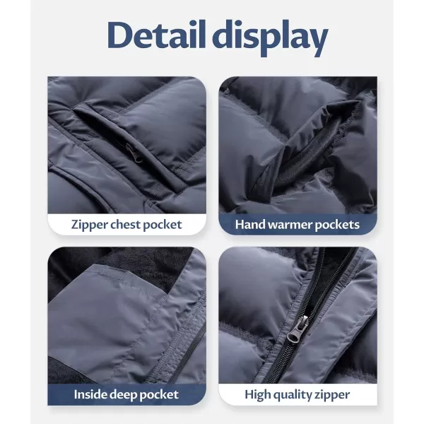 CREATMO US Mens Puffer Jacket Waterproof Winter Parka jacket Warm Thicken Ski CoatDark Gray