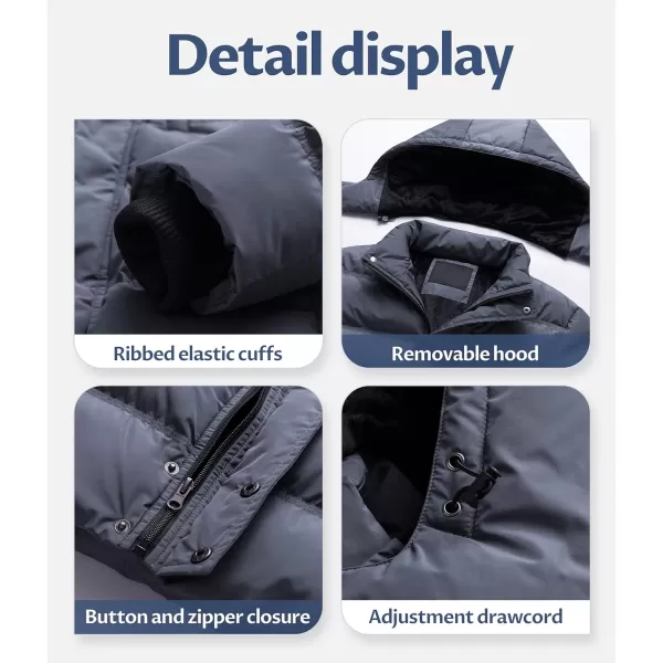 CREATMO US Mens Puffer Jacket Waterproof Winter Parka jacket Warm Thicken Ski CoatDark Gray