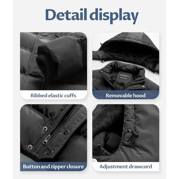 CREATMO US Mens Puffer Jacket Waterproof Winter Parka jacket Warm Thicken Ski CoatGrey
